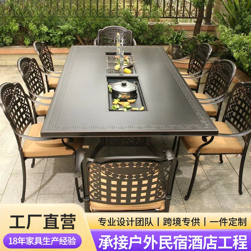 

Outdoor tables and chairs, courtyard cast aluminum barbecue tables, villas, balconies, gardens, household electric