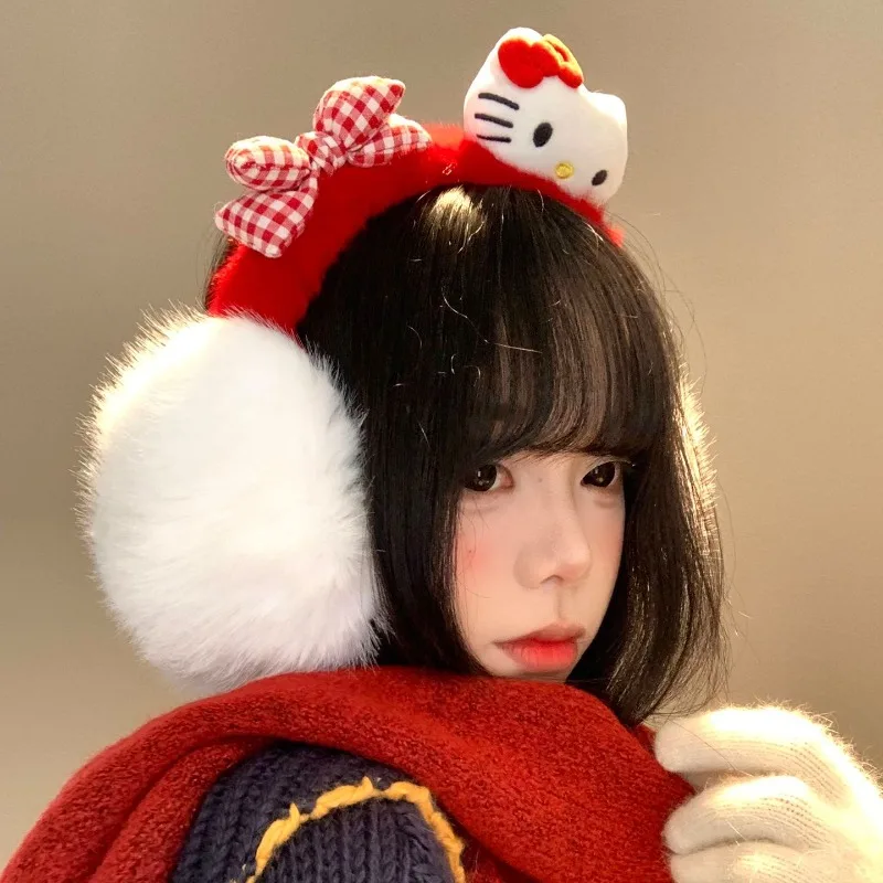 سانريو مرحبا كيتي لينة أفخم الأذن الدفء الشتاء طوي غطاء للأذنين الأطفال في الهواء الطلق إيرفلاب حماية الأذن يفشل غطاء للأذن