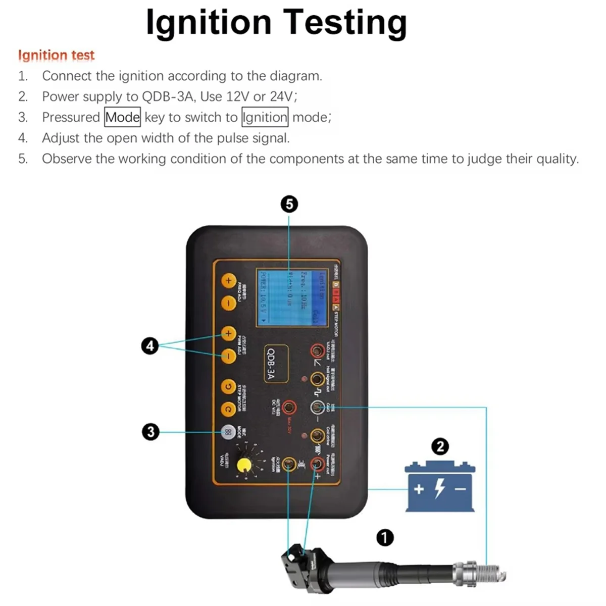 

ABNJ QDB3A Auto Ignition Coil Tester Car IAC Idle Stepper Motor Solenoid Valve Injector Actuator Fault Detector Driver