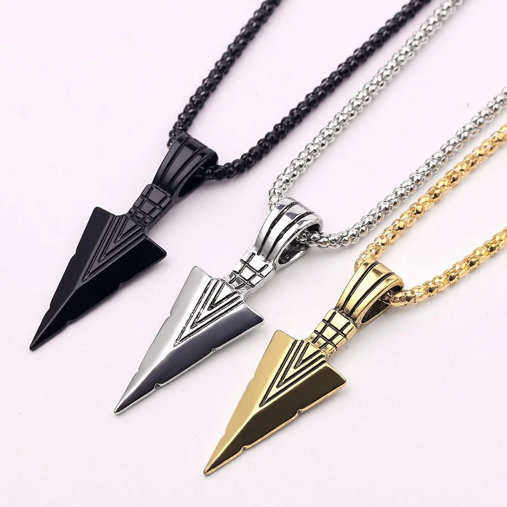 New Simple Trend Triangular Spearhead Necklace Men and Women Hip-hop Rock Retro Punk Arrow Pendant Birthday GiftPartyAccessories