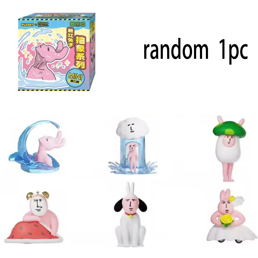 

2026 hot My Friend Rabbit Abstract Series Mini Blind Box Pink Rabbit Figure Animal Model Desk Decor Halloween wacky Surprise Box