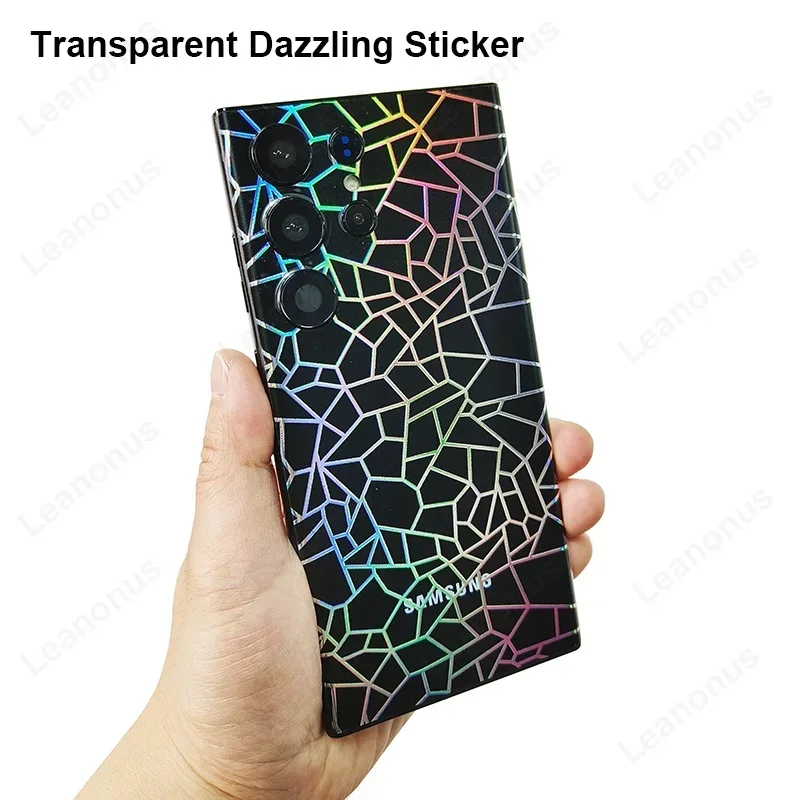 Transparent Skin for Samsung Galaxy S23 S22 S21 S20 S24 Ultra Note 20 10 Plus Dazzling Back Protector Gradient Aurora Sticker