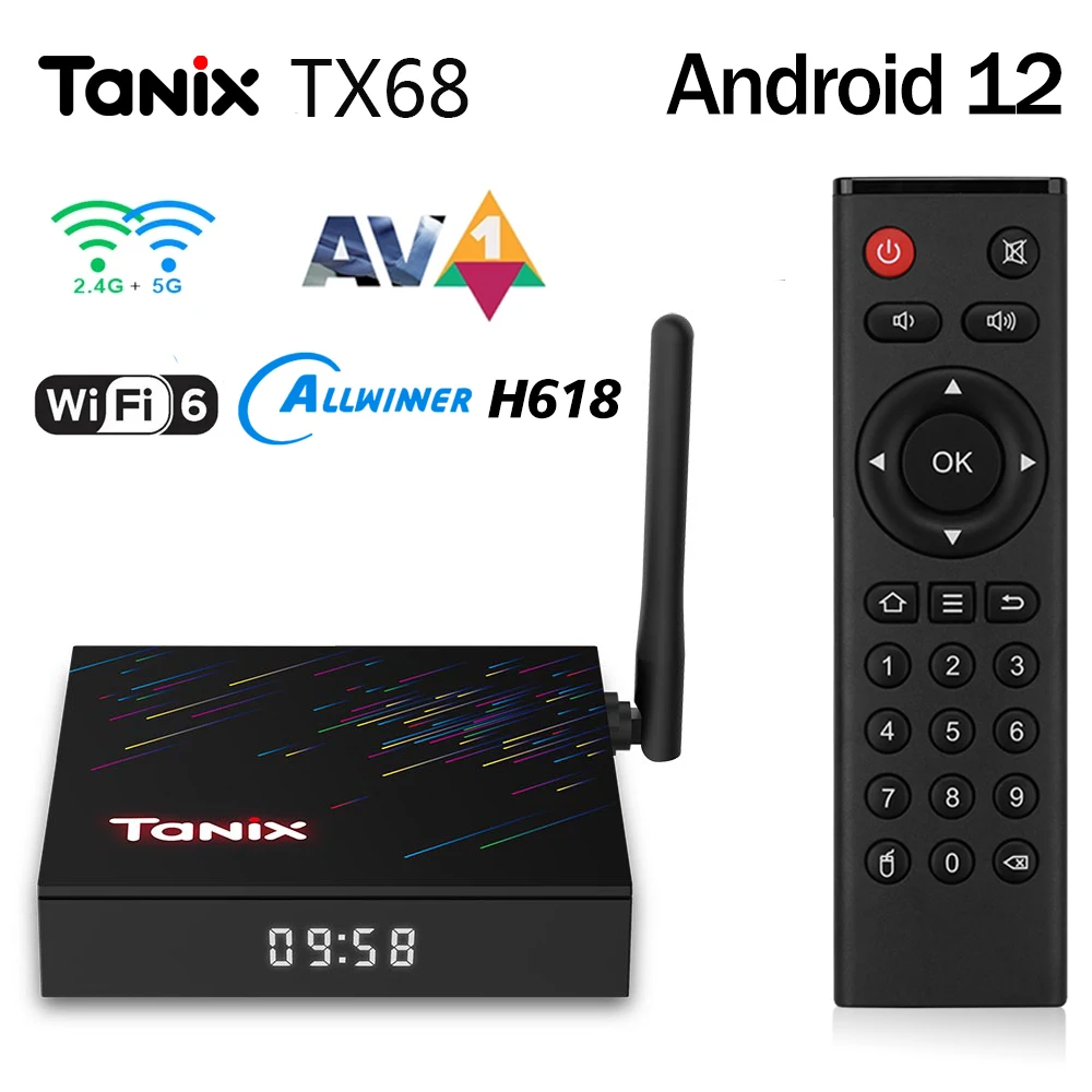 TANIX TX68 tvbox Android 12 TV BOX Allwinner H618 4GB 32GB Wifi6 2.4G 5.8G Dual Wifi Smart Set Top Box AV1 BT5.0 6K Media Player