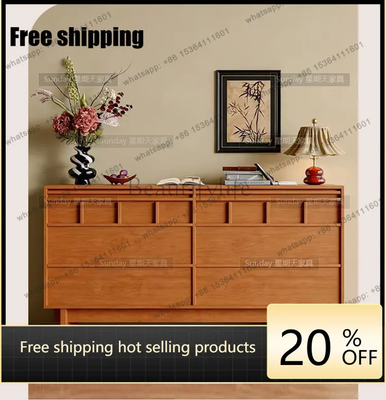 Factory Direct medieval log color living room chest, modern simple TV cabinet