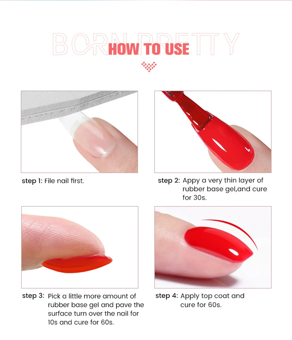 BORN PRETTY 15ml Jelly Nude Rubber Base Gel Natürlicher Milchweißer Klarer Semi-Permanenter Selbstnivellierender Soak-Off UV LED Gel-Lack – Detail 12