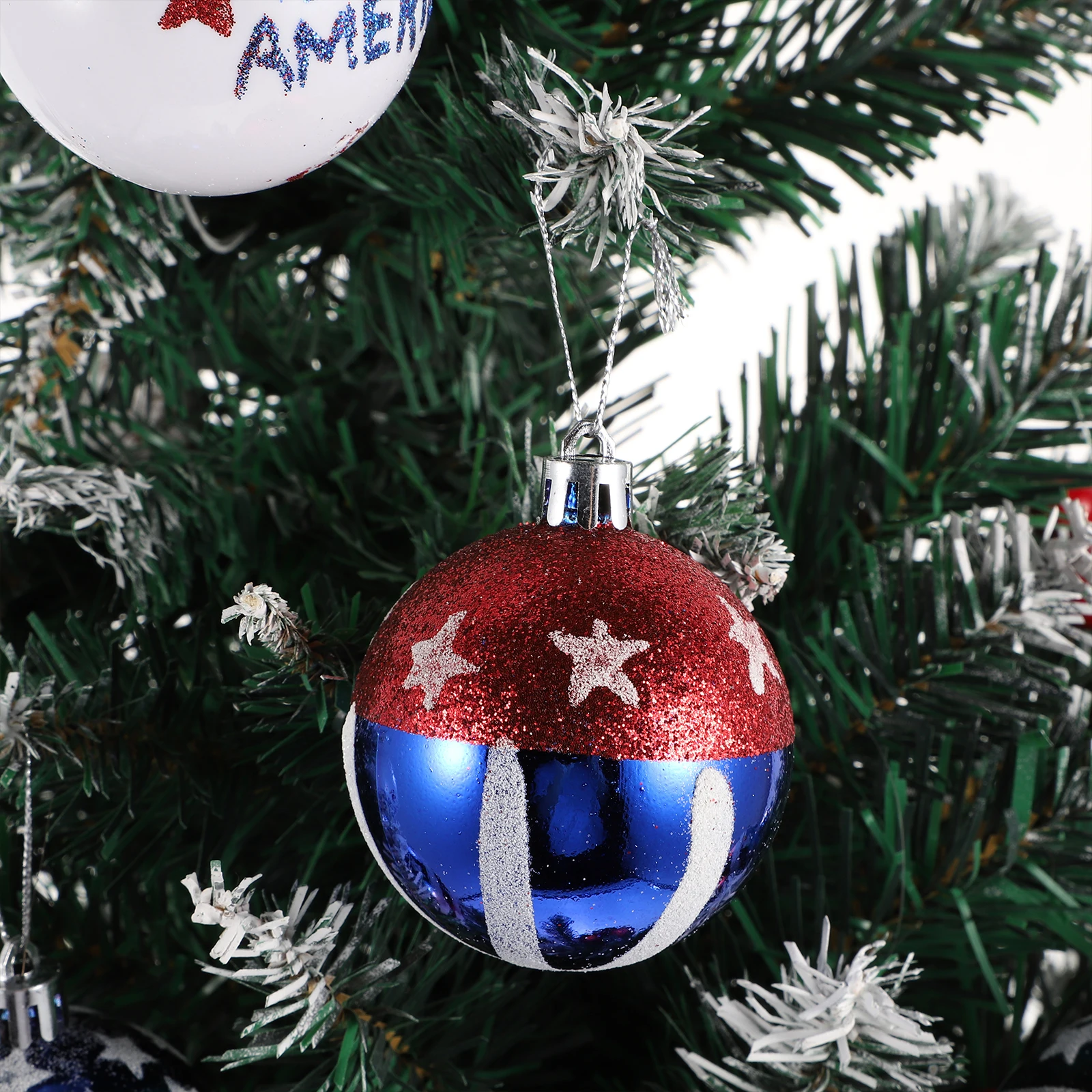 

12Pcs Christmas Props Ball Festive American Flag Ornament Hanging Decor for Patriotic Party Decoration Supplies