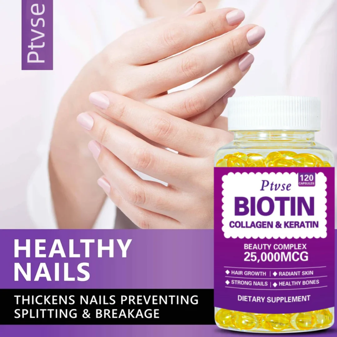 Ptvse Biotin & Collagen Capsules with Keratin For Healthy Nails & Skin & Hair Biotin Supplement for Women & Men Beauty Health