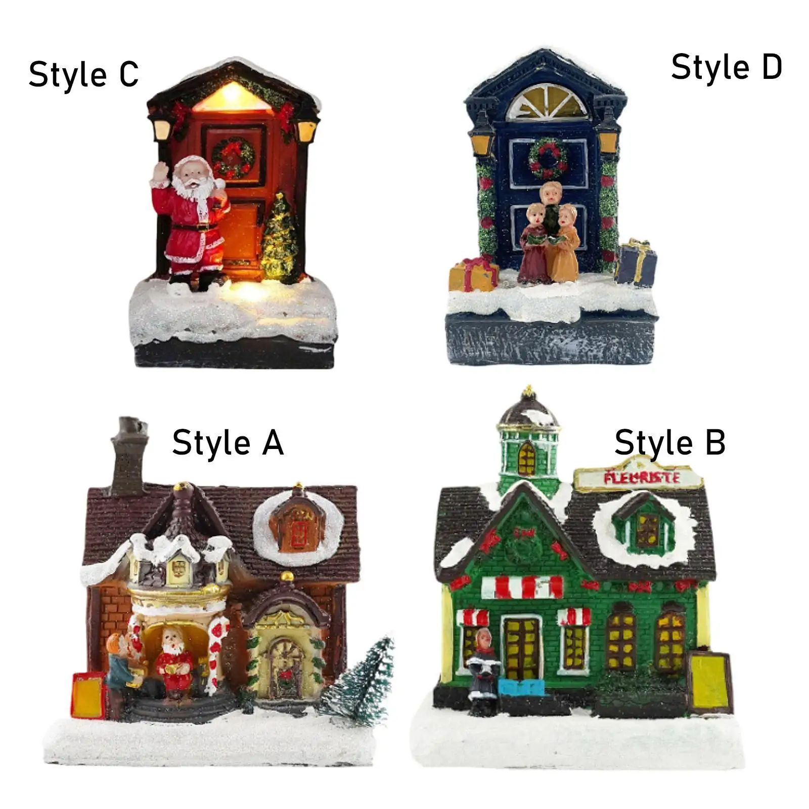 Lighted up Christmas Village House Xmas Ornament for Party Supply Livingroom