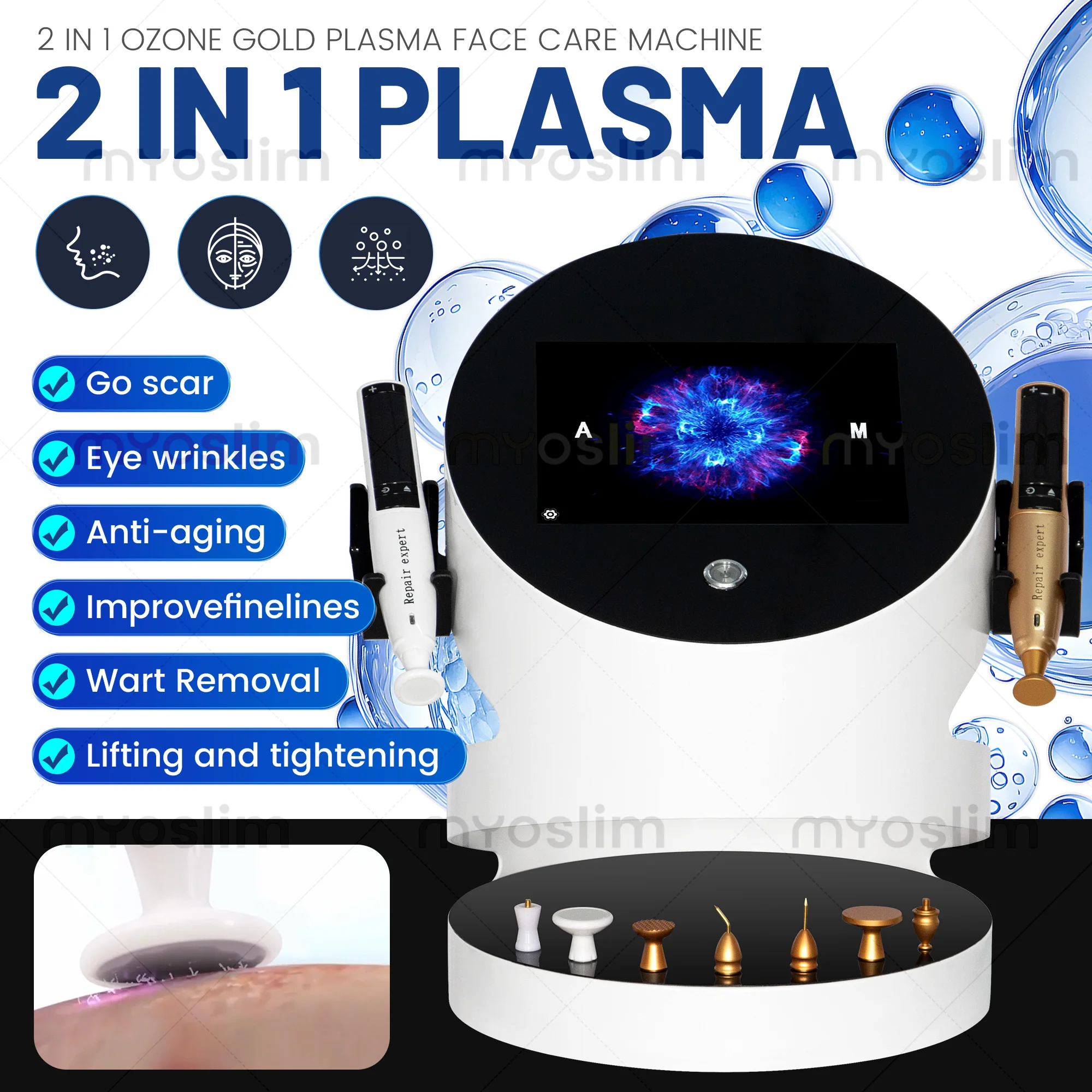 

Многофункциональный озоновый плазменный массажер для лица 2-в-1: устраняет пятна и морщины, подтягивает кожу, лечит акне, высокоэффективное средство против старения