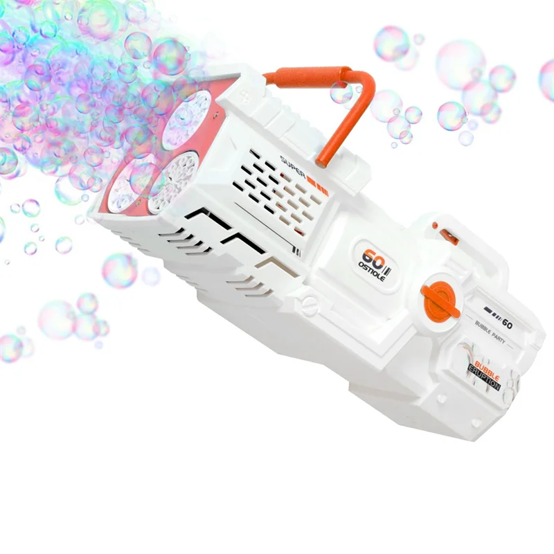ODIES-LED Light Electric Full Automatic Bubble Machine 60 Holes Soap For Kids Outdoor Party Child Gift
