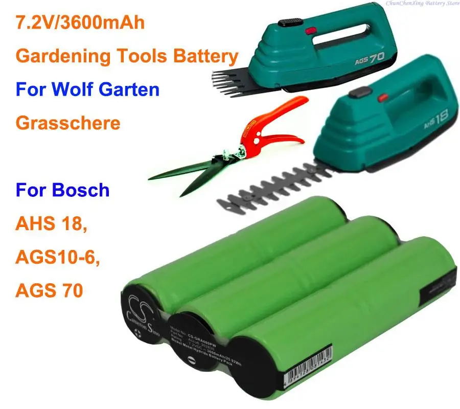 

OrangeYu 3600mAh Gardening Tools Battery for Bosch AGS10-6, AHS 18, AGS 70, For Wolf Garten Grasschere