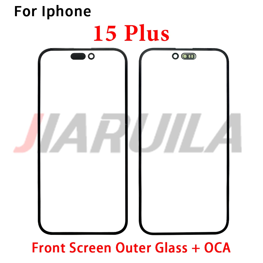 شاشة جديدة من الزجاج الخارجي الأمامي + OCA لهاتف iPhone 16 Pro Max 15 Plus 7 8 قطع غيار غطاء لوحة اللمس للشاشة #2