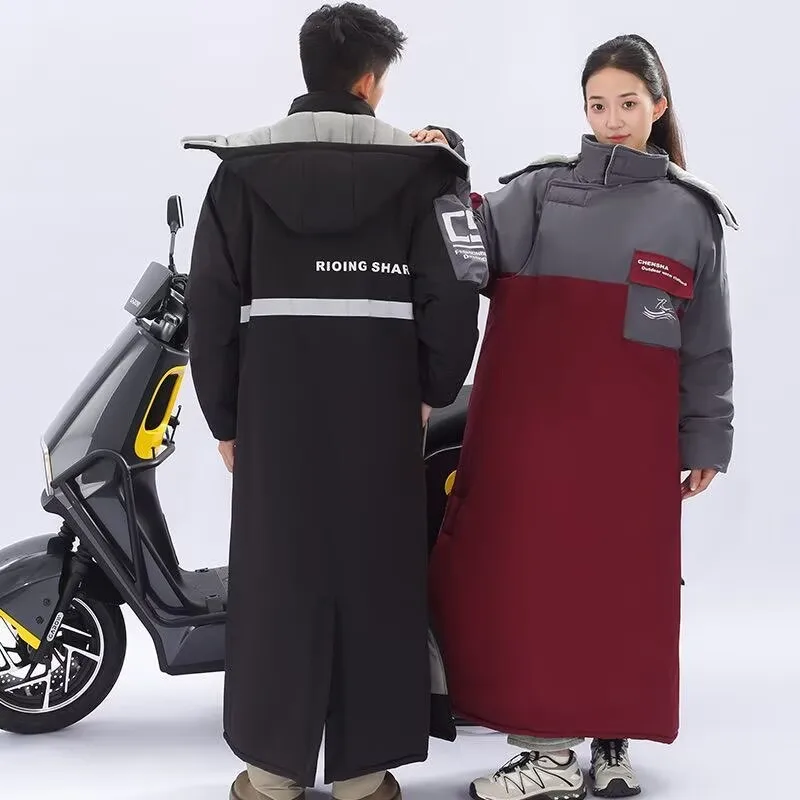 Chaqueta de motocicleta de una pieza, a prueba de frío, de forro polar largo, para motos de nieve, resistente al viento, impermeable, gruesa, para invierno.