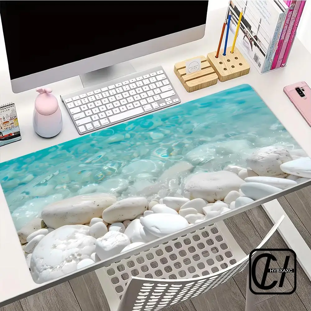 Large Gaming Mouse Pad artistic Pattern of Sunlight Shining on Sea Water,rubber Non-slip Table Pad for Office and Gamers HYBXXC