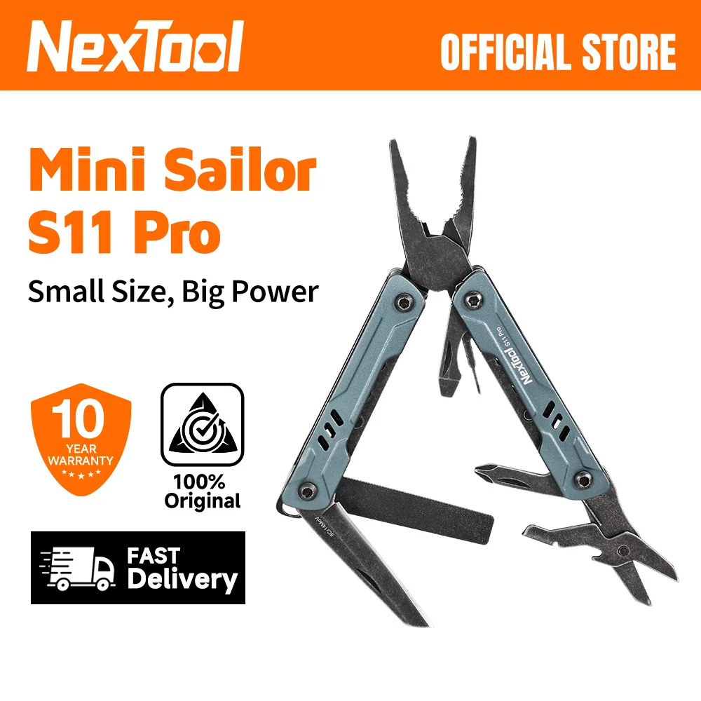 NexTool Mini Sailor Tang S11 Pro 13-in-1 Multitool Vouwbaar met Schaar, Schroevendraaier, Draadknipper, EDC-kaart, Pin, Handgereedschap