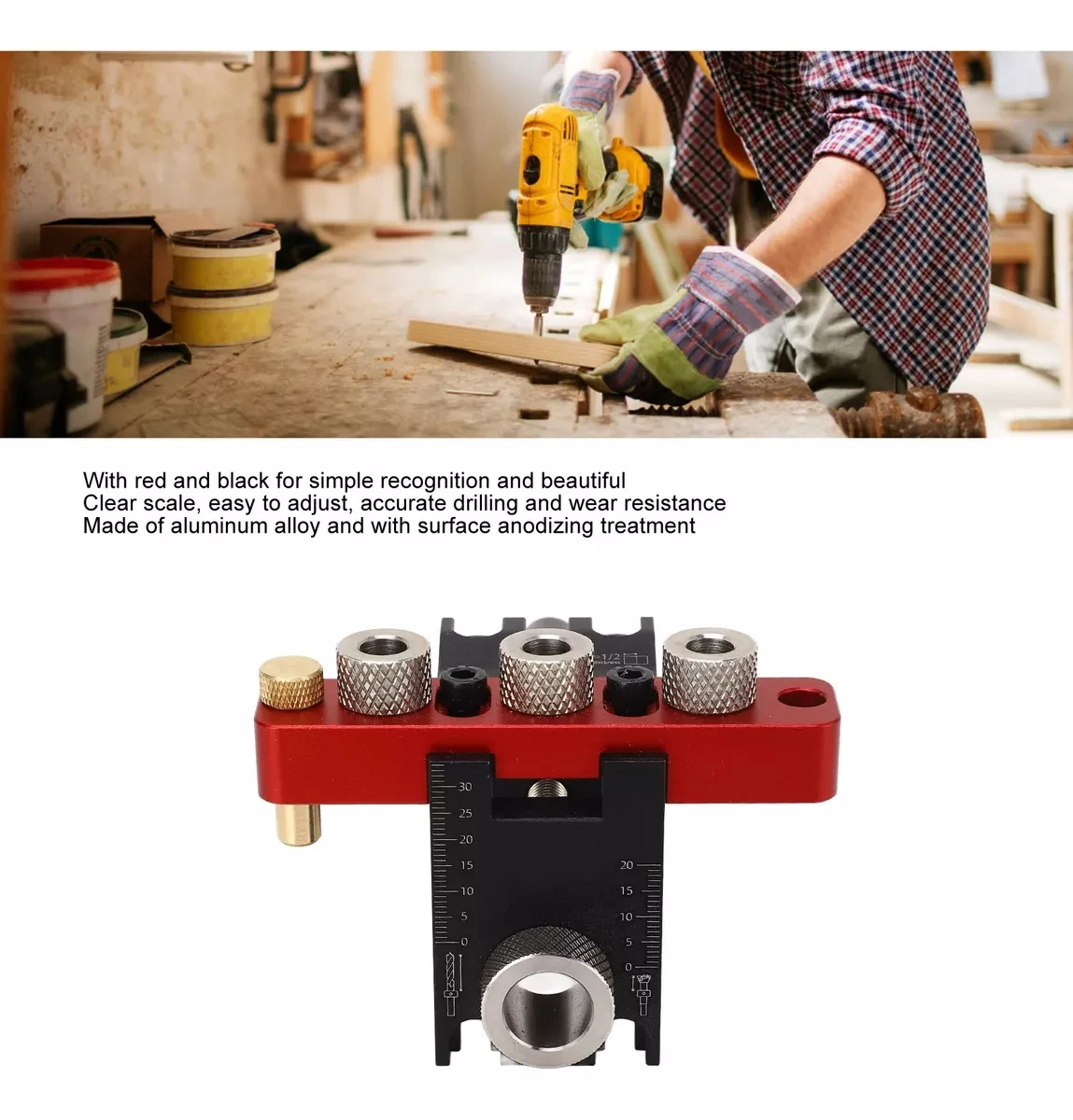 3 In 1 Dowelling Jig Furniture Puncher Universal Dowel Cam Jig Adjustable Woodworking Drilling Locator 8/10/15 MM