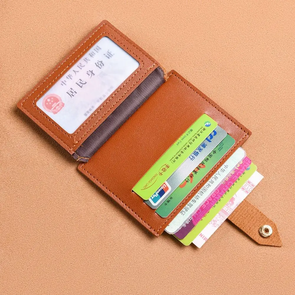 Tragbares Pu-Leder-Kartenetui mit mehreren Kartenfächern, ultradünner Kartenhalter, einfach mit Schnalle, Münzgeldbörse für Mädchen und Frauen