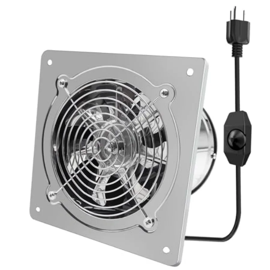 

6 Inch Exhaust Fan with Speed Controller, 235CFM Kitchen Exhaust Fan with Damper, 110V 40W Wall Ventilation Fan, Stainless Stee