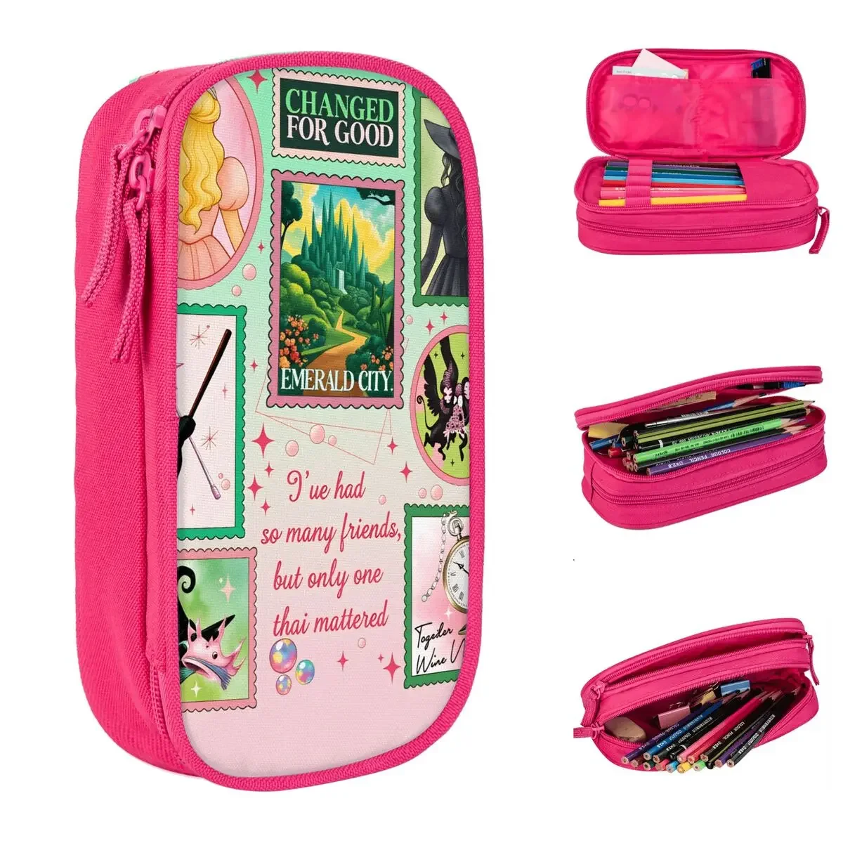 Wicked For Good Pencil Cases Fashion Witch Wizard Fantasy Pen Bags Student Big Capacity School Supplies Cosmetic Pencilcases