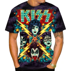 New Fashion Hip Hop Rock Punk Kiss Band 3D Print T-Shirts Men Women Short Sleeve T Shirt Harajuku Y2k Tees Tops Kids Clothing