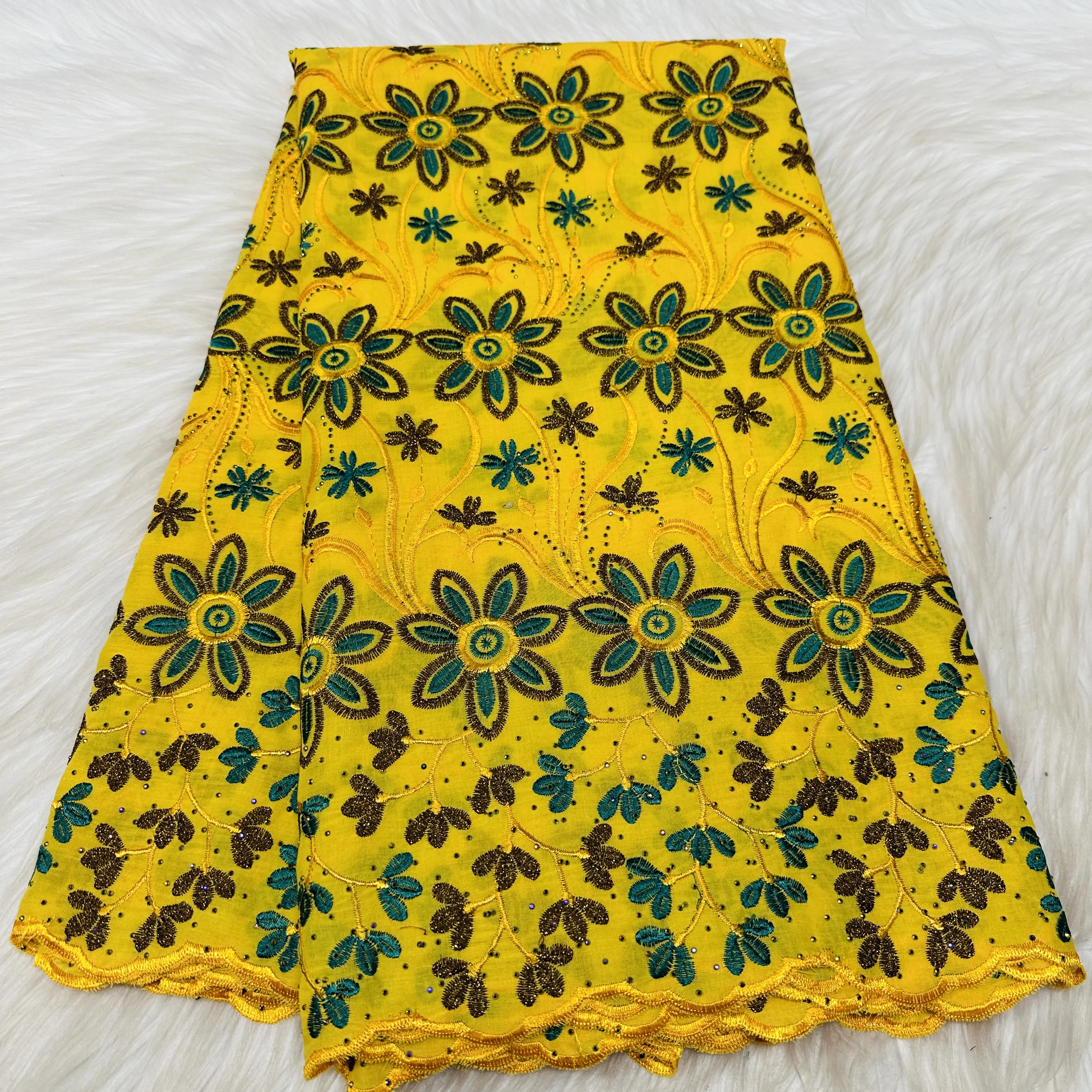 

Африканское хлопковое кружево с вышивкой, 5 ярдов, 2026, нигерийское швейцарское кружево-вуаль для пошива женских свадебных и праздничных платьев