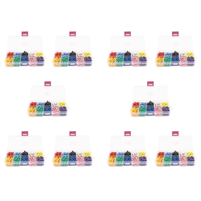 

10000 Pieces 1/8 Inch Map Push Pins Map Tacks With Round Heads And Steel Needle Points 10 Colors (Each Color 1000 PCS)
