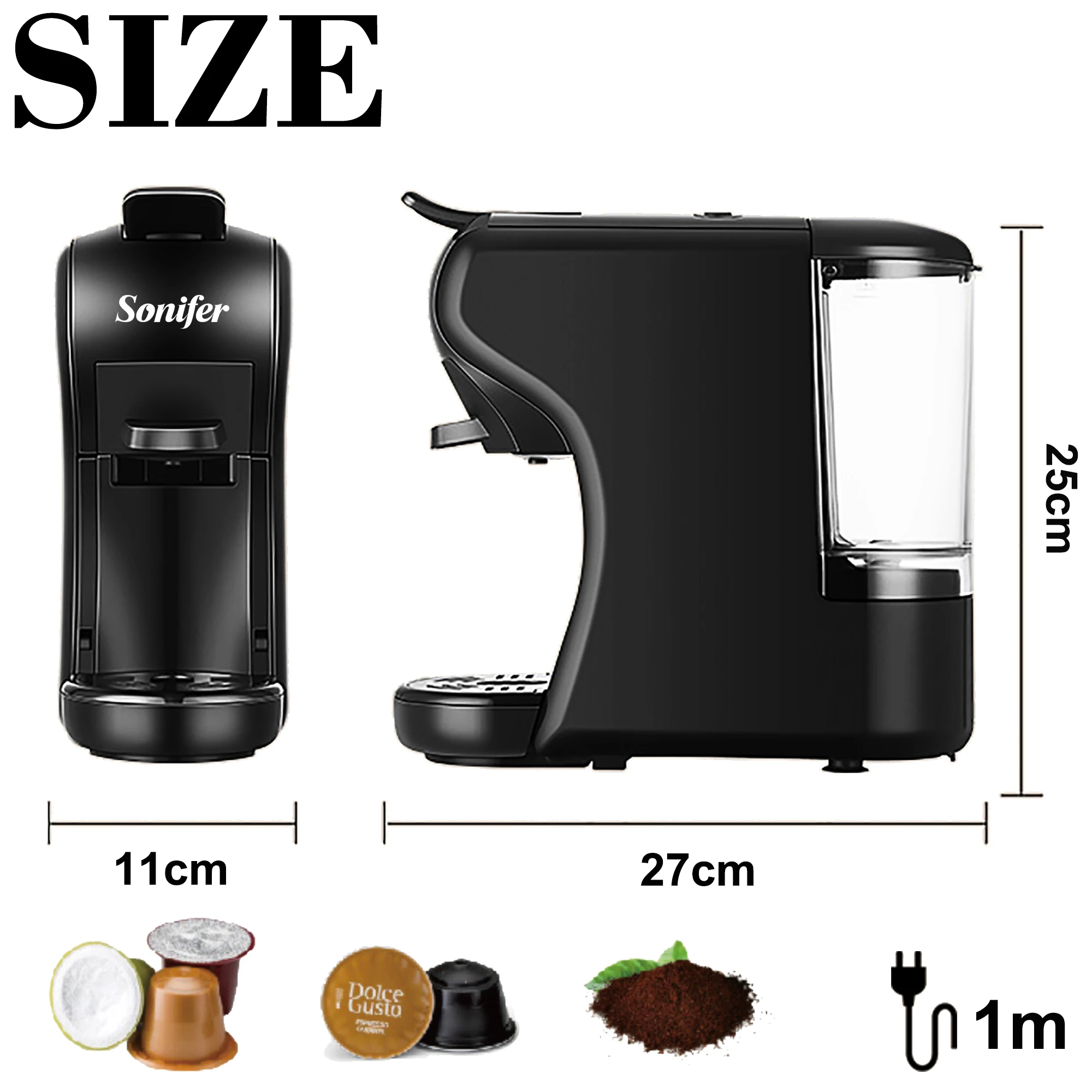 Expresso Coffee Machine Capsule 19 Bar Coffee Maker 3 In1 Multiple Capsule For Dolce Gusto&Nespresso&Powder For Gift Sonifer