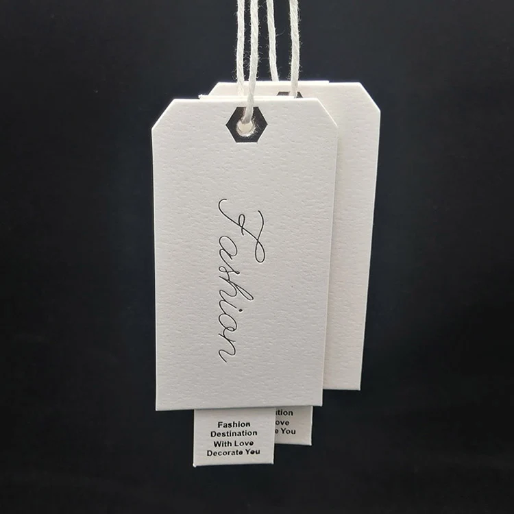 

Custom Wholesale 500gsm Cotton Paper Eco-friendly Swings DIY Clothing Hang Tags Price Tags Customized Commercial Brand Logo