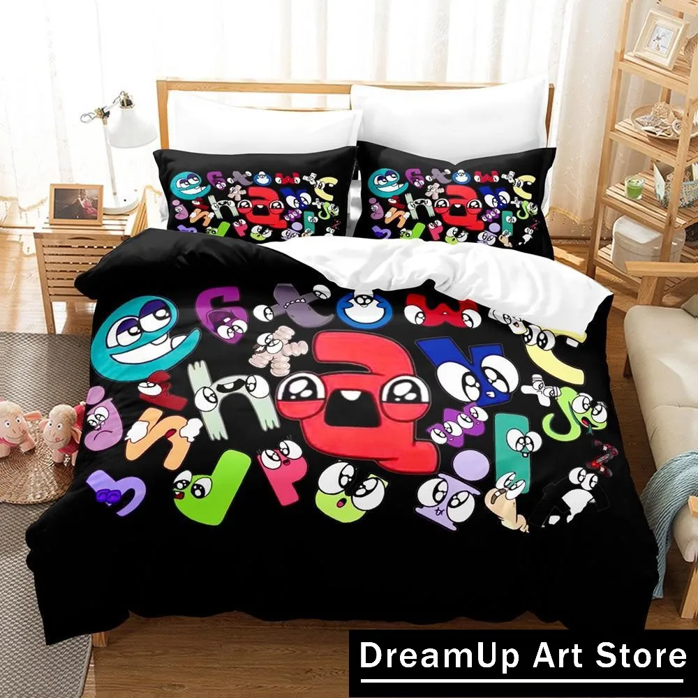 Cartoon 26 Alphabet Lore Bedding Set Cute Quilt Cover Bed Cover With Pillowcase Twin Single Queen King Size Boys Adult