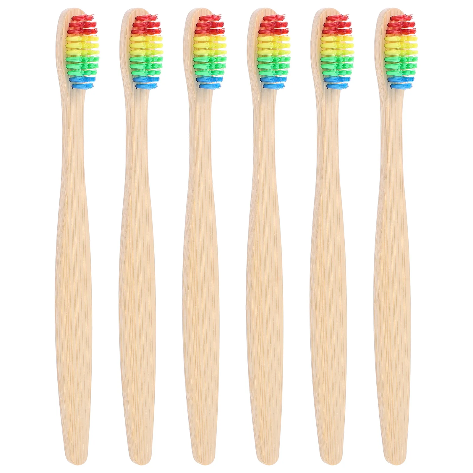 

6 Pcs Bamboo Toothbrush Soft Bristles Travel Outdoor Teeth Brush Portable Convenient Household Guest Room Gifts