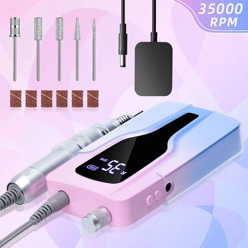 Macchina per Manicure per trapano per unghie da 35000 giri/min con Display LCD levigatrice elettrica per unghie per attrezzature per saloni di bellezza per smalto per unghie in acrilico