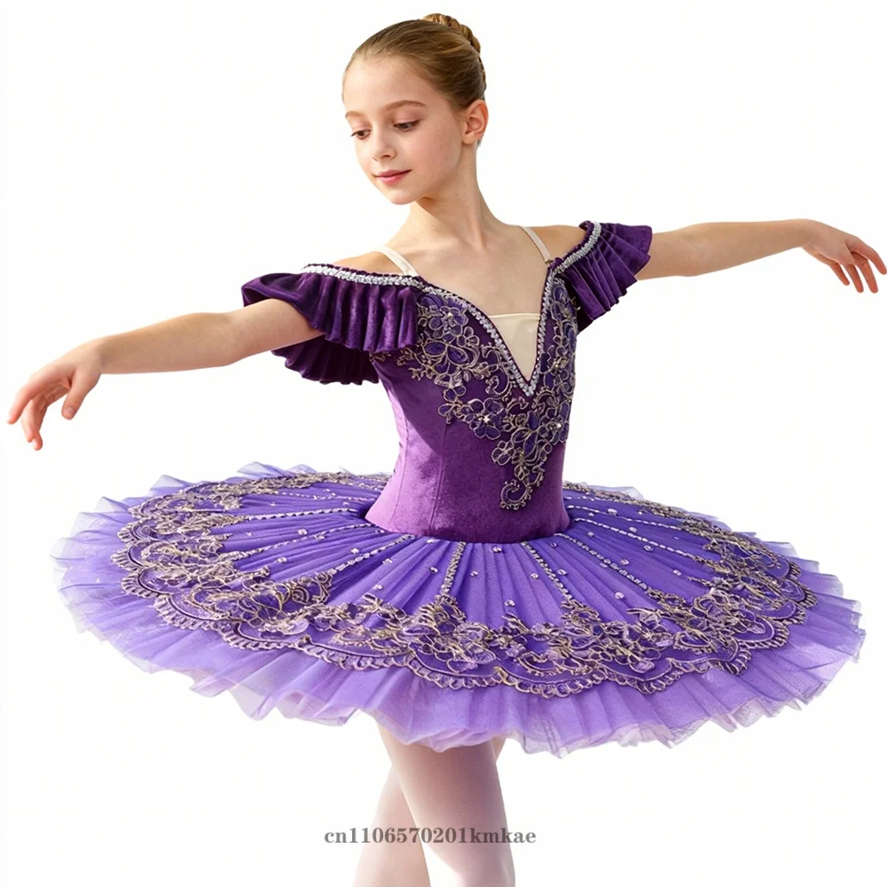 

Фиолетовые костюмы для девочек, детская блинная пачка с лебедем, балетная одежда, балетное платье для женщин, профессиональная балетная юбка-пачка