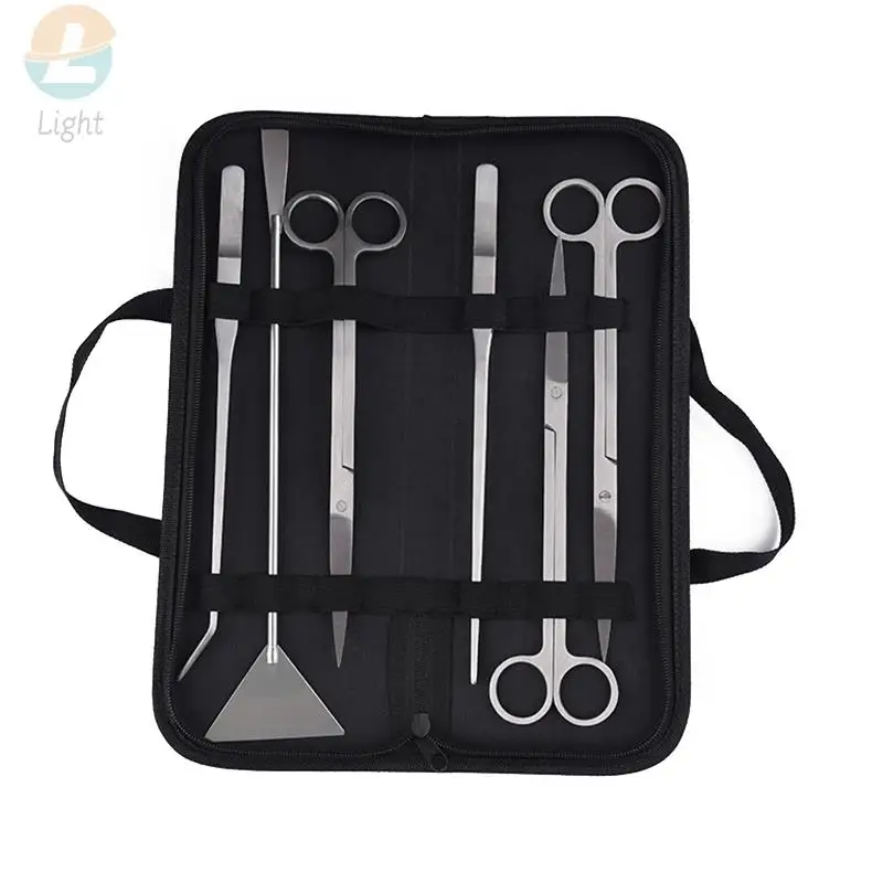 Aquarium Tools Set Stainless Steel Aquarium Tank Aquatic Plant Tool Kits Scissors Shovel Water Plants Grass Cleaning Tools Bag