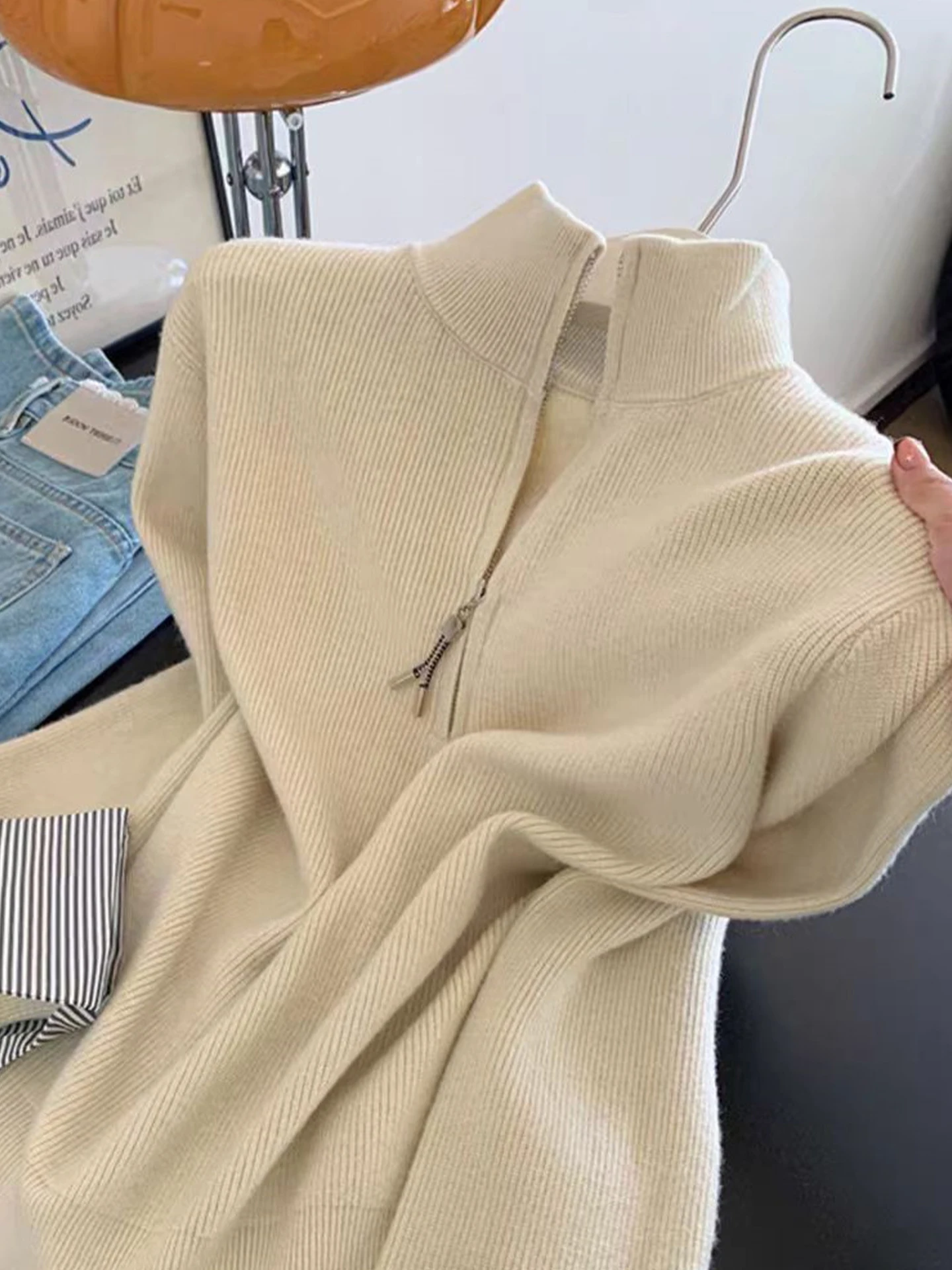 الشتاء اللون بلو طويل Sve محبوك سترة الكورية Sle طبقة قاعدة بسيطة أعلى تخفيف تنوعا الأساسية irt قصيدة الفن لين