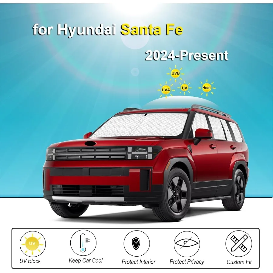 10pcs Thicken Full Car Window Shades for  Santa Fe 20242025 2026 Accessories Windshield Sunshade Window Covers for Side Rear UV