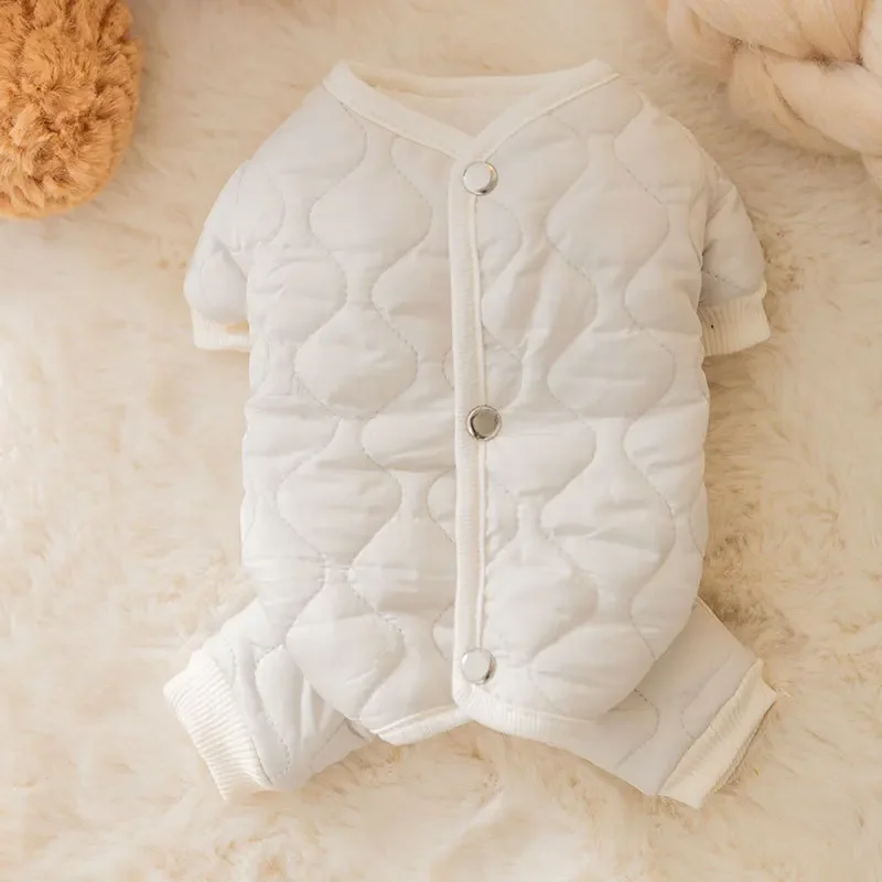 Japan and South Korea Simple Four Legged Cotton Coat Winter Thickened Down Jacket Warm Dog Clothes Teddy Jumpsuits Pet Clothes