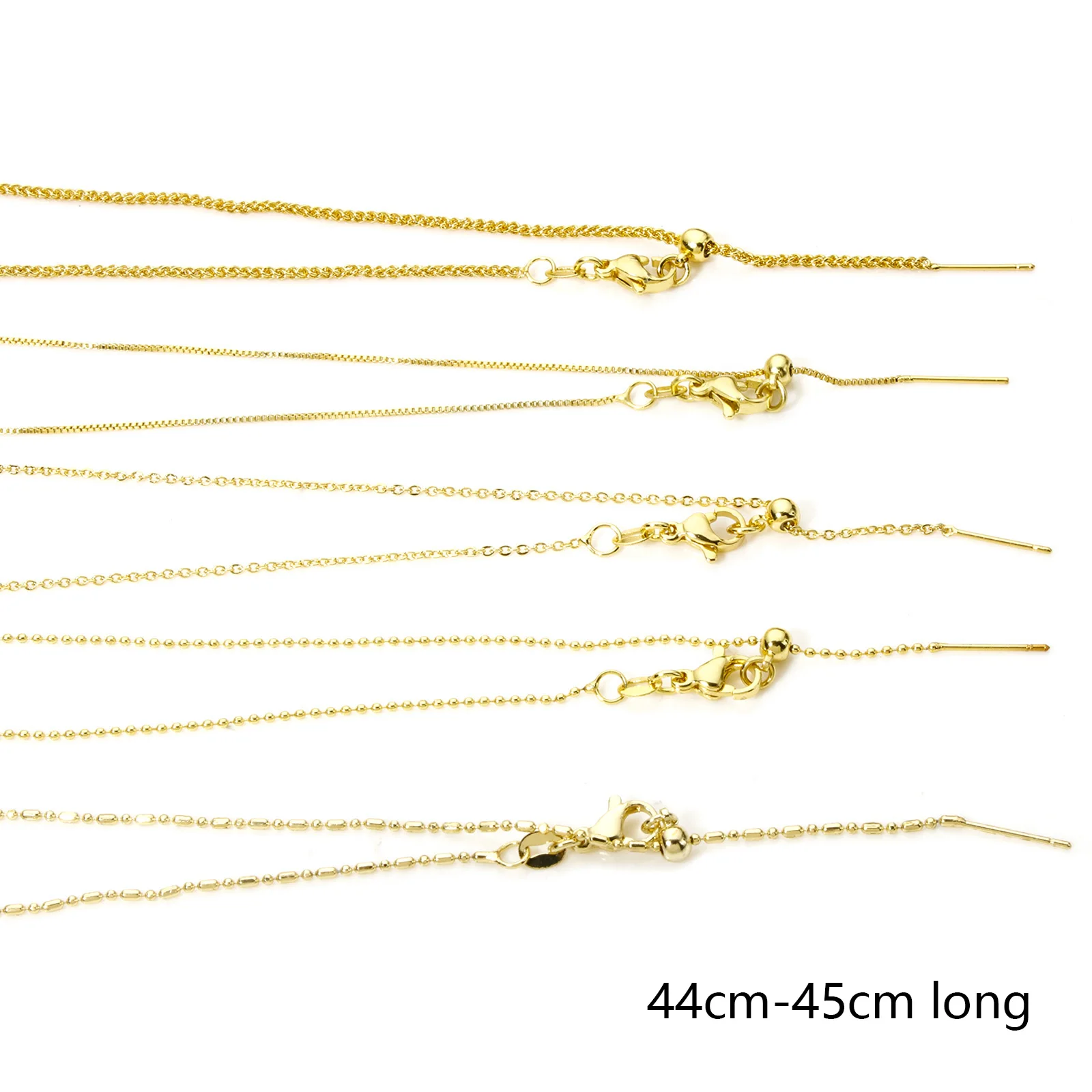 2pcs Brass Necklace Gold Color Link Chains Adjustable Silicone Core Slide Bolo Necklace For Women Men Jewelry 45cm(17.7