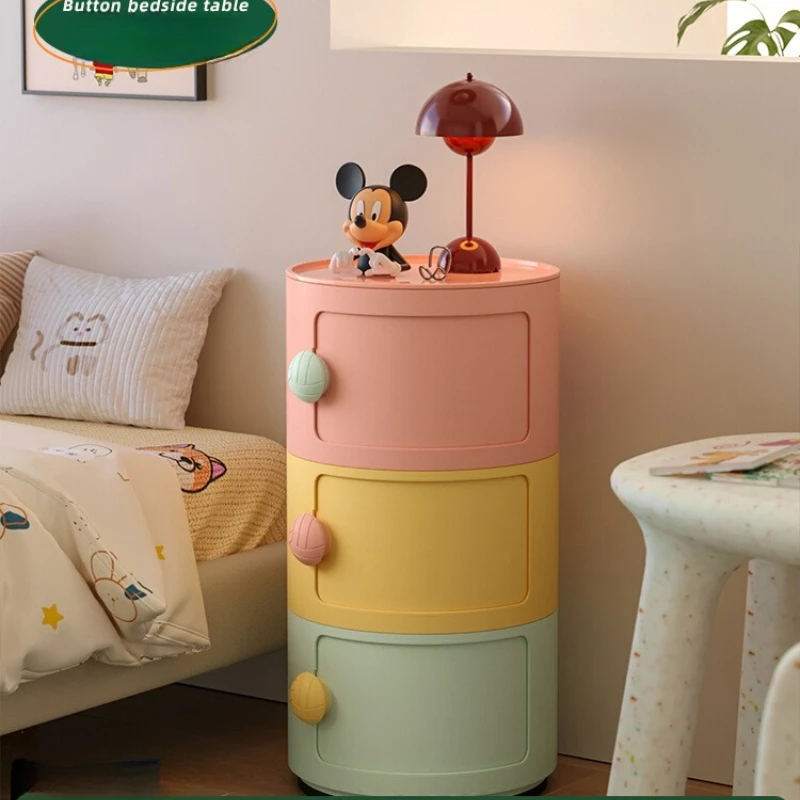 

Montessori Kids Bedside Table, Round Toy Storage Organizer with Safety Edges, Creative Bedroom Furniture for Toddlers