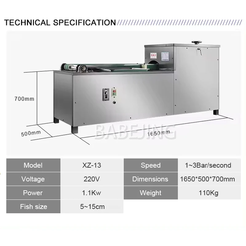 Small Fully Automatic Fish Cutting Machine Stainless Steel Fish Processing Machinery for Kitchen