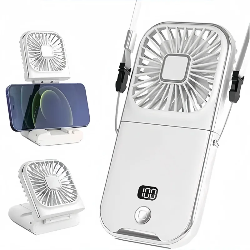 Ventilador pequeño montado en el cuello con velocidad ajustable, plegable, carga USB y artefacto de refrigeración, pequeño y portátil F30 PRO