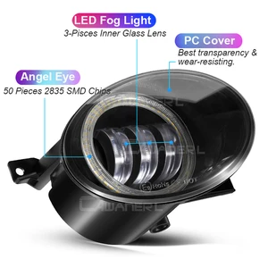 مصباح ضباب LED مع عين الملاك للسيارة ، DRL 9006 ، مصباح قيادة لفولكس فاجن ، فولكس فاجن جولف ، جيتا 6 ، تيغوان 5N ، توران بيتل ، EOS ، علبة ، 2X أفضل 6 مصباح أمامي أصلي من جيتا - رقم 6