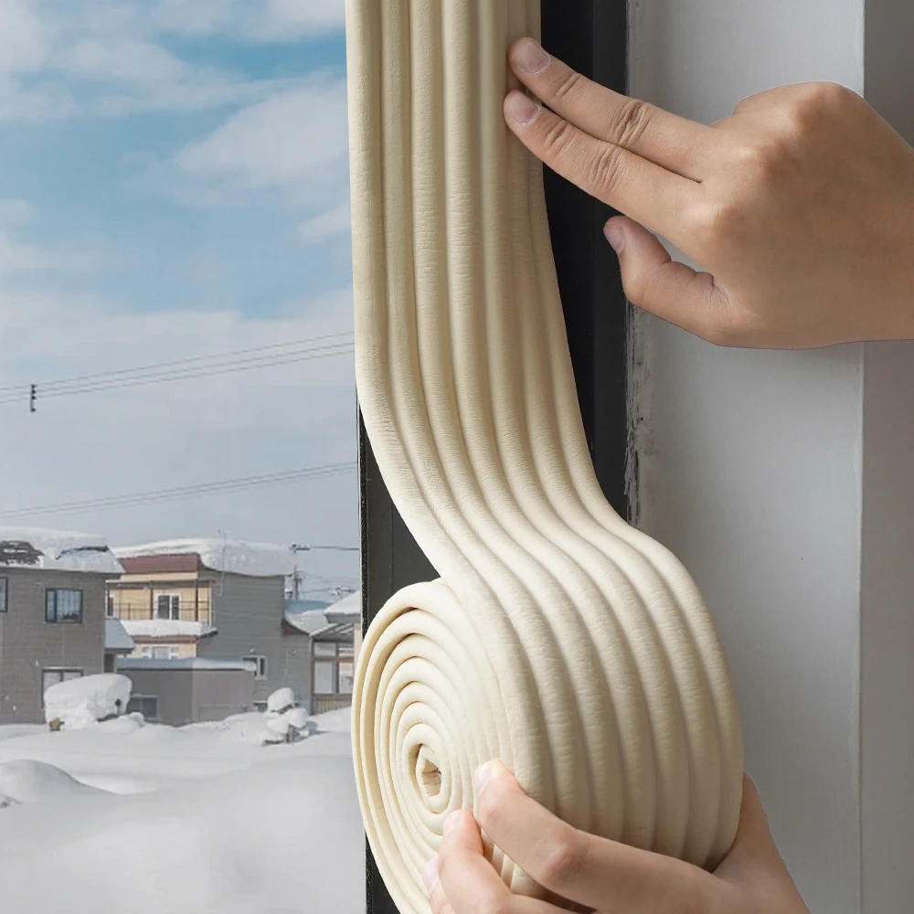 Fita isolante para janela de porta de inverno, 2m, 8cm de largura, autoadesiva, bloqueador de rascunho, vedação anti-frio, economia de energia, à prova de intempéries