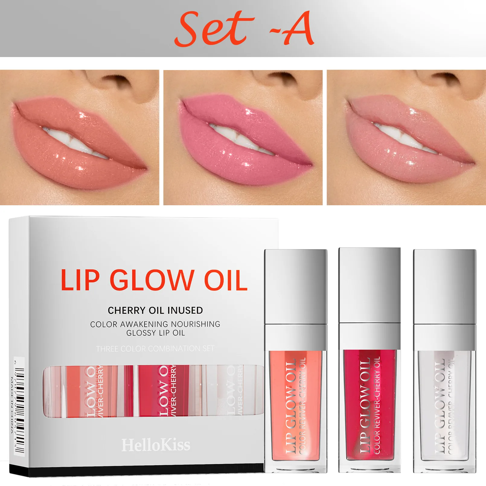 HelloKiss Mirror Hydrating Lip Oil, Moisturizing and Shining Water Light Lip Free Oil Set Lip Gloss