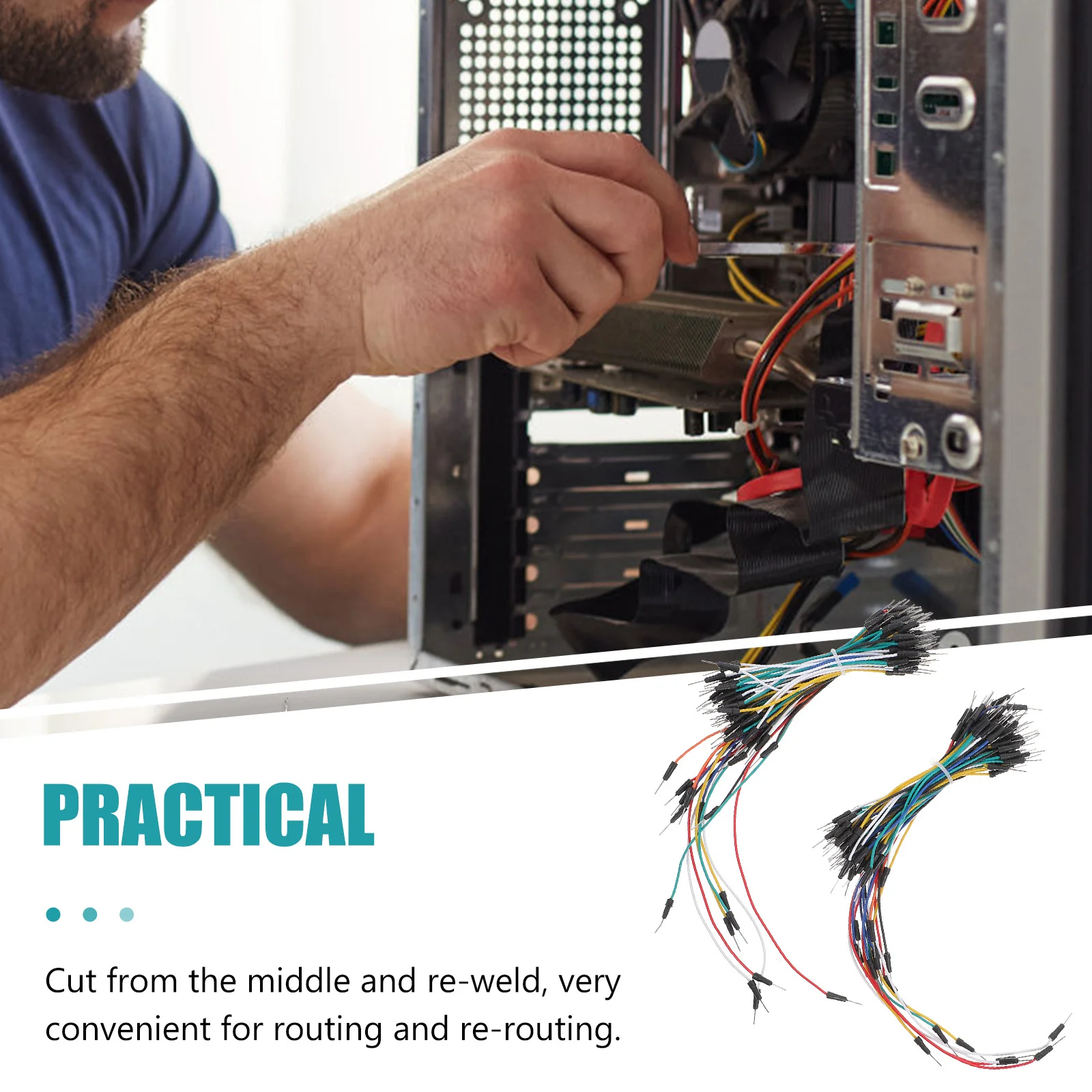 

130pcs Breadboard Jumper Wire 2 Bundles Solderless Prototyping Circuit Cable Preformed Replacement Assorted Connector Kit