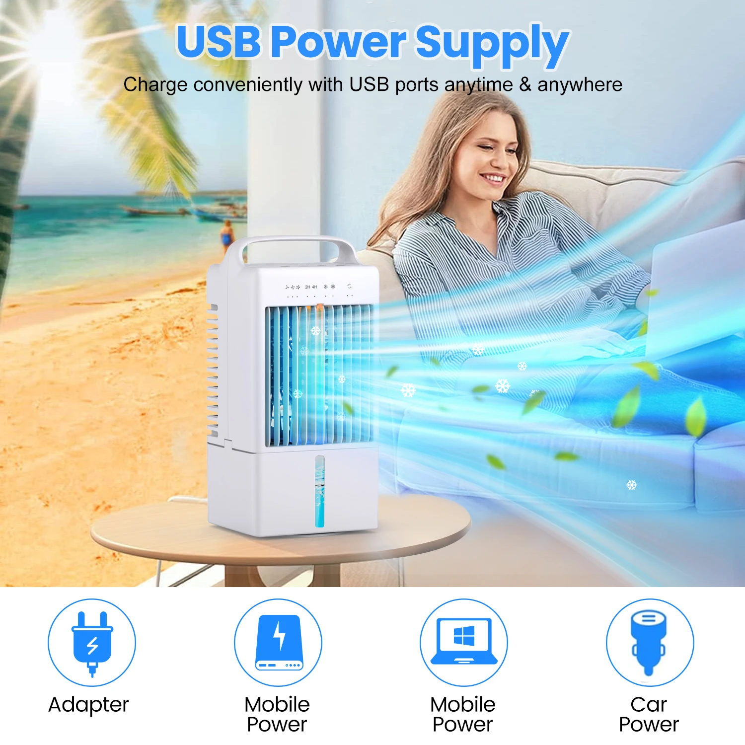 Portable Air Conditioning Cooling Evaporative Air Cooler Fan with Remote Control Water Tank view 2
