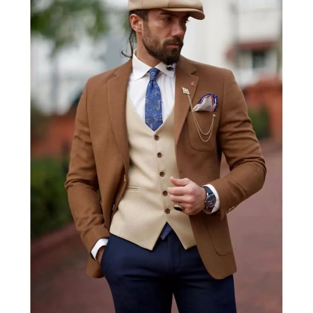 2023 New Fashion Wedding Men Suits Notched Lapel Suits Business Casual Formal Costume Homme Slim Fit 3 Pcs Set Jacket Vest Pants