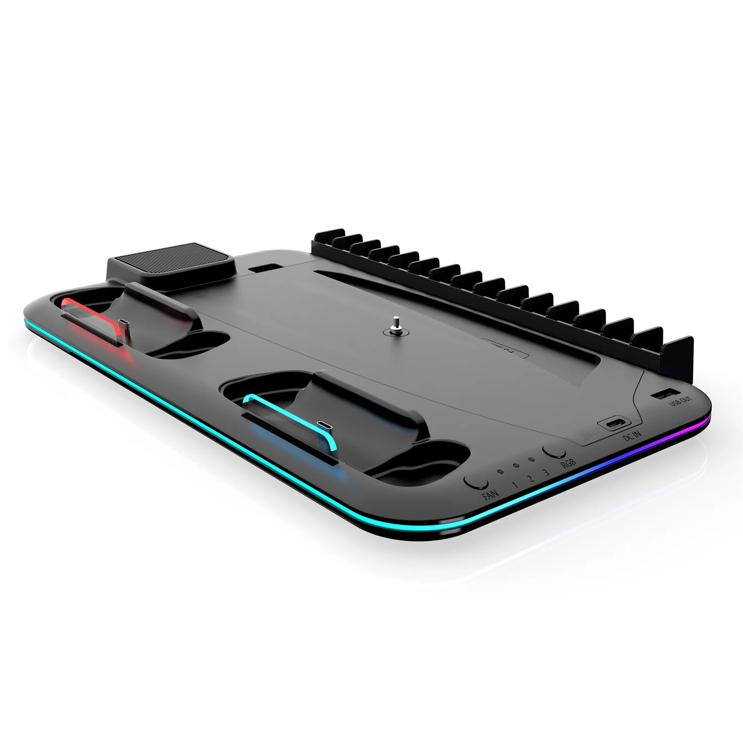 Other RGB-Licht und 3-stufige Turbo-Kühlstation mit Controller-Ladestation für PS5/SLIM Digital/Disc mit Headset-Halterung 4