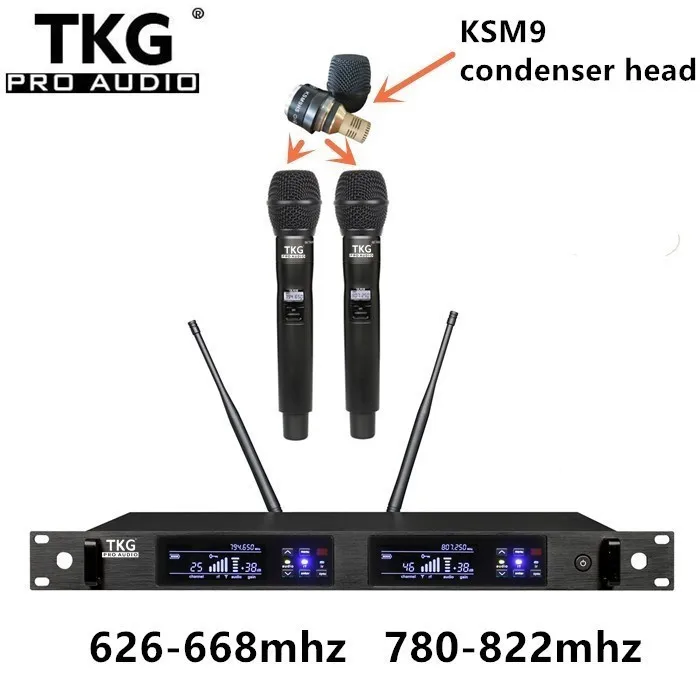 

TKG True Diversity QLX-24D KSM9 outdoor performance stage show sound uhf dual channel professional condenser microphone