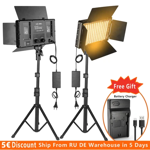 Nagnahz Luz de estudio fotográfico LED U800 para Tiktok Youbute Juego Iluminación de video en vivo Grabación de video portátil Lámpara de panel de fotografía Luz de relleno de video con soporte de trípode Luz cálida