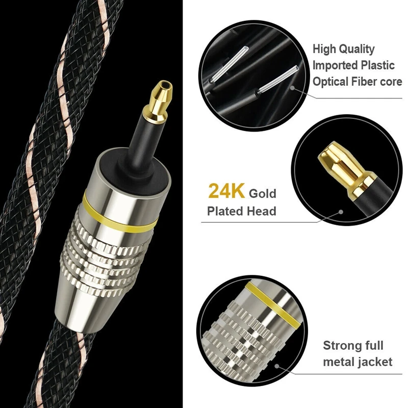 Cavo audio digitale Toslink a Mini Toslink cavo ottico SPDIF da 3.5Mm 5M